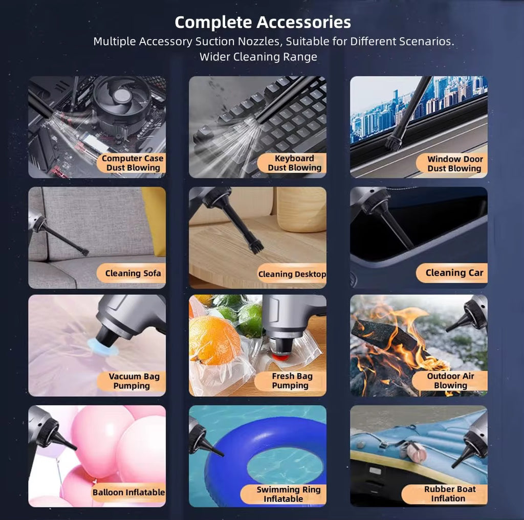 Cordless Handheld Car Vacuum Cleaner – Wet & Dry Suction, Blower & Brushless Motor