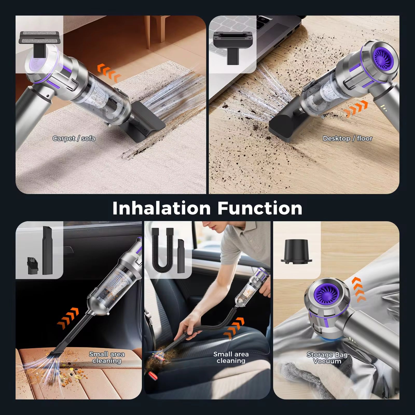 Cordless Handheld Car Vacuum Cleaner – Wet & Dry Suction, Blower & Brushless Motor